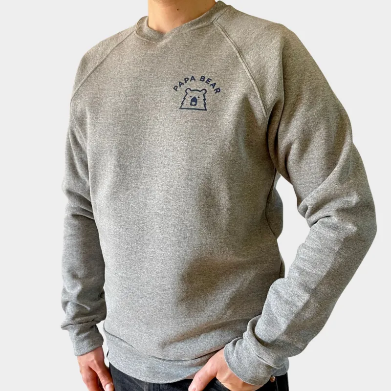 Papa Bear Crew Sweatshirt - Grey Marl with Navy sold by North Standard Trading Post