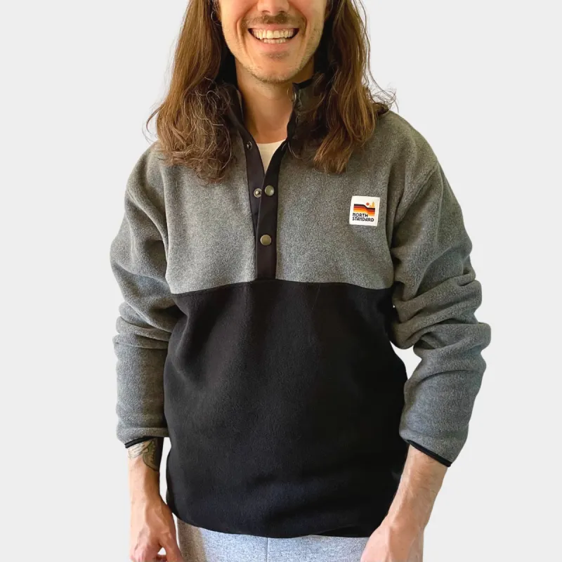 Retro Oversized Polar Fleece - Black/Heather Grey made by North Standard Trading Post