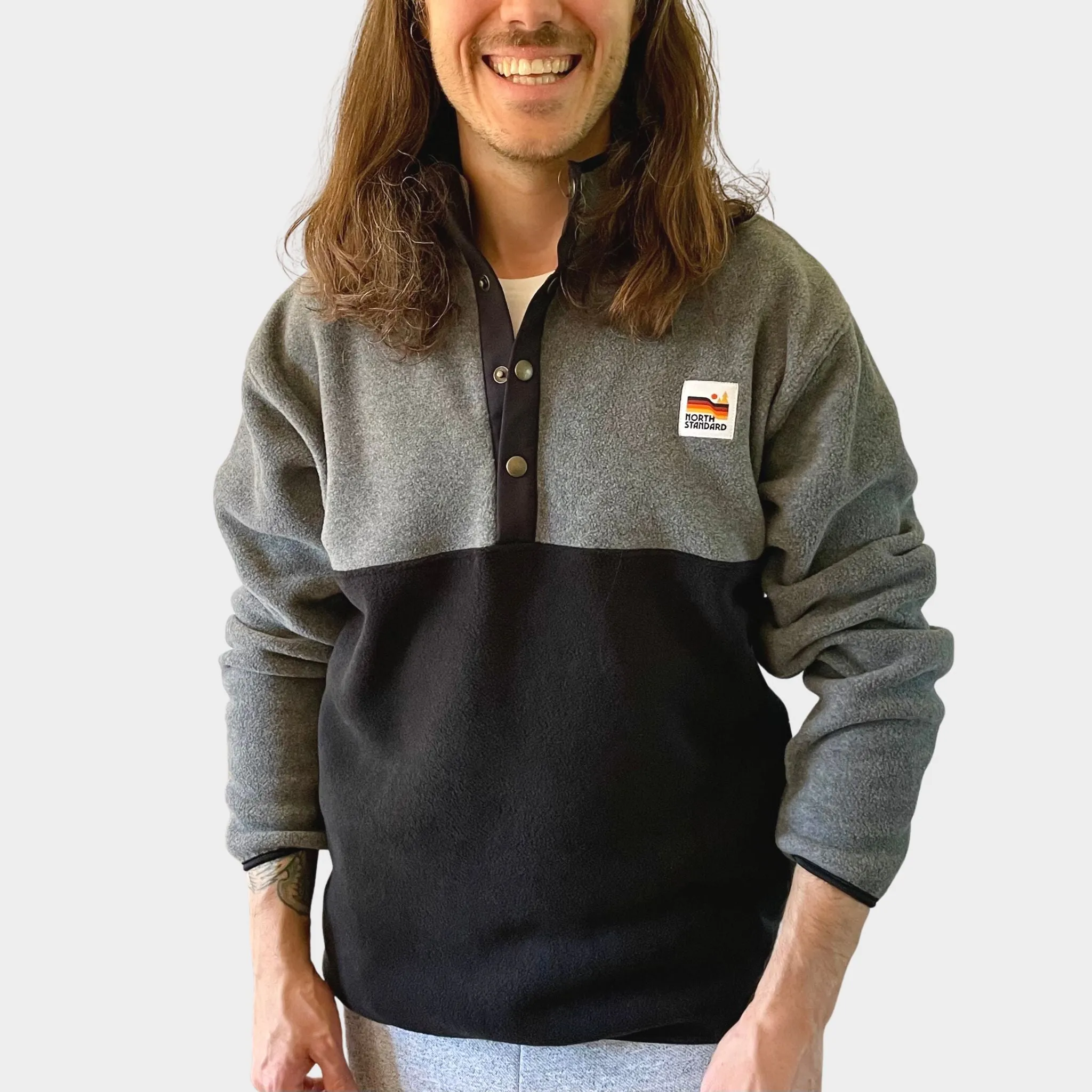 Retro Oversized Polar Fleece - Black/Heather Grey sold by North Standard Trading Post