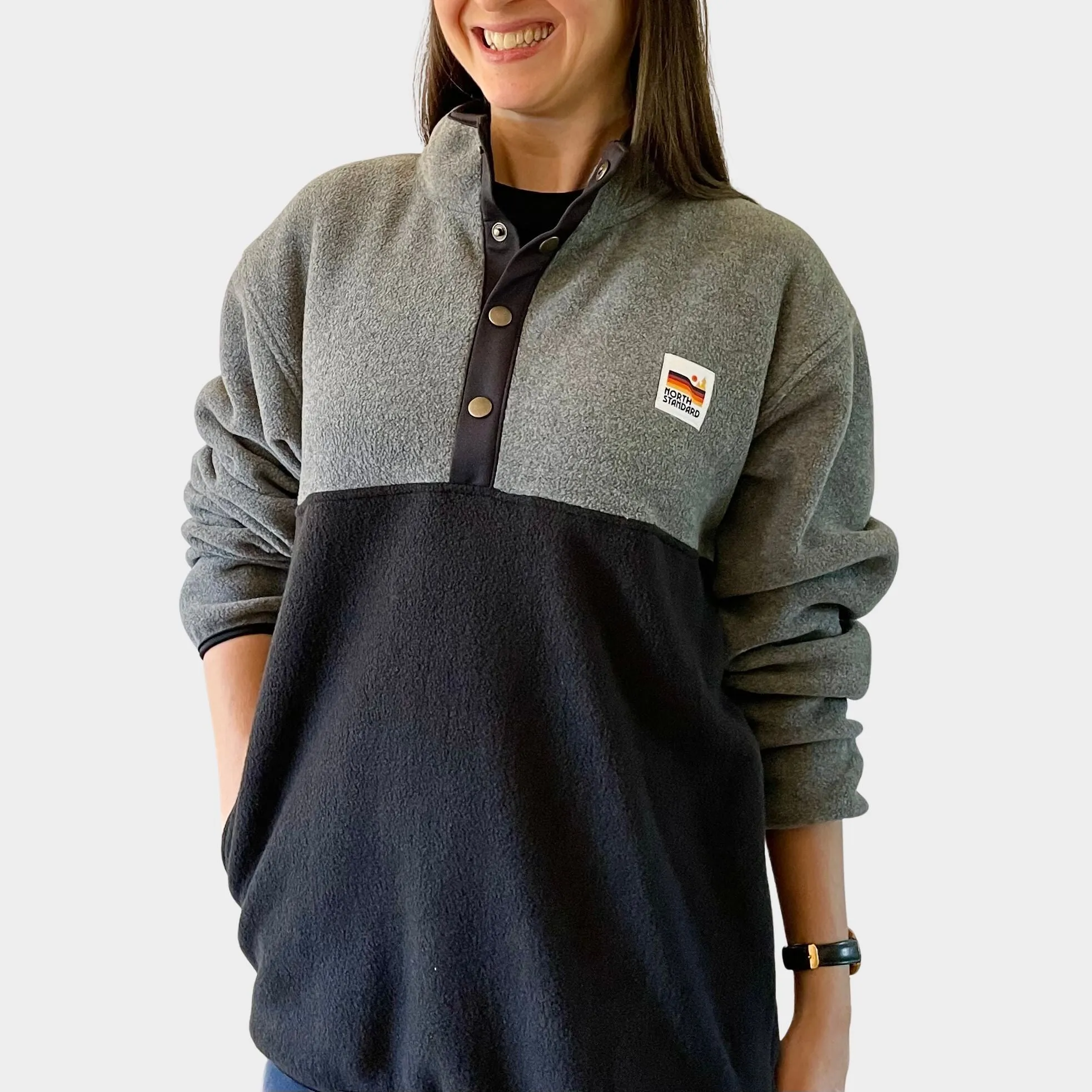 Retro Oversized Polar Fleece - Black/Heather Grey sold by North Standard Trading Post product image thumbnail 2