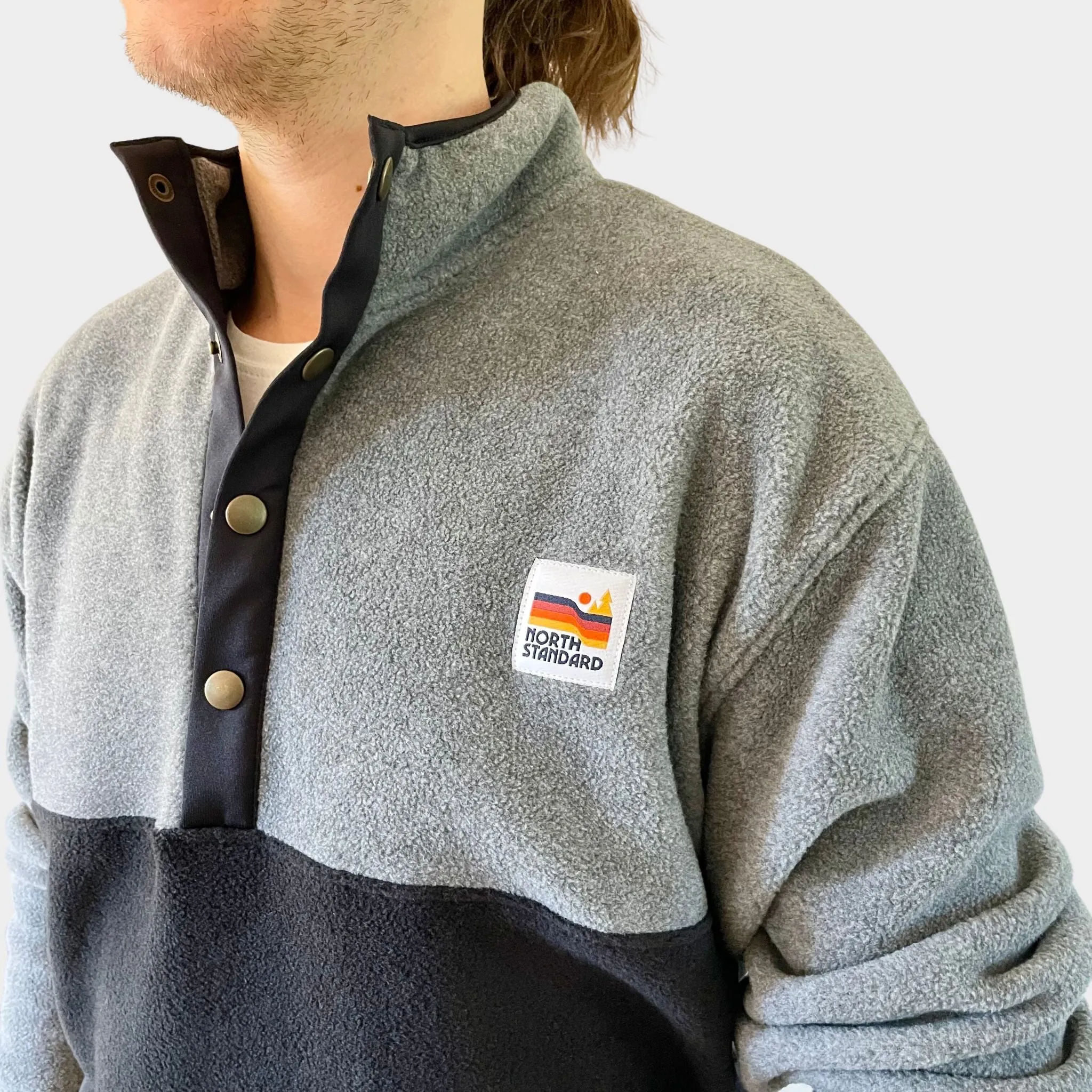 Retro Oversized Polar Fleece - Black/Heather Grey sold by North Standard Trading Post product image thumbnail 3