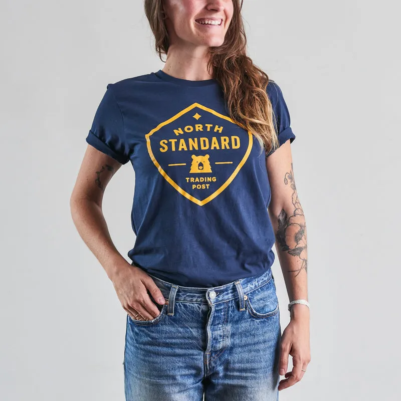 Shield Tee - Navy with Golden Yellow sold by North Standard Trading Post
