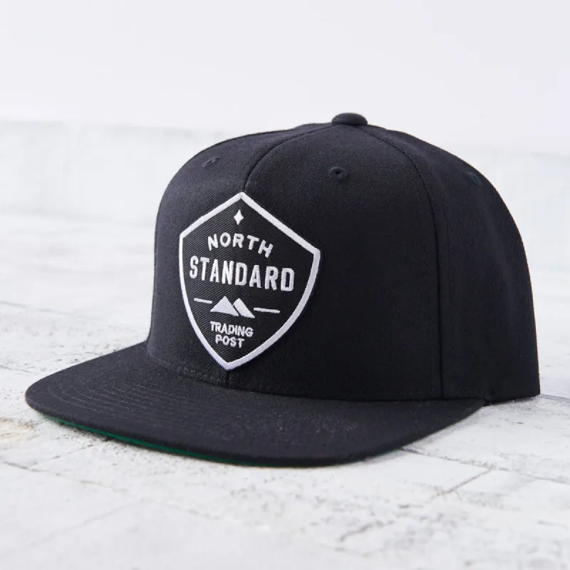 Snapback - Black with Black/White Shield sold by North Standard Trading Post
