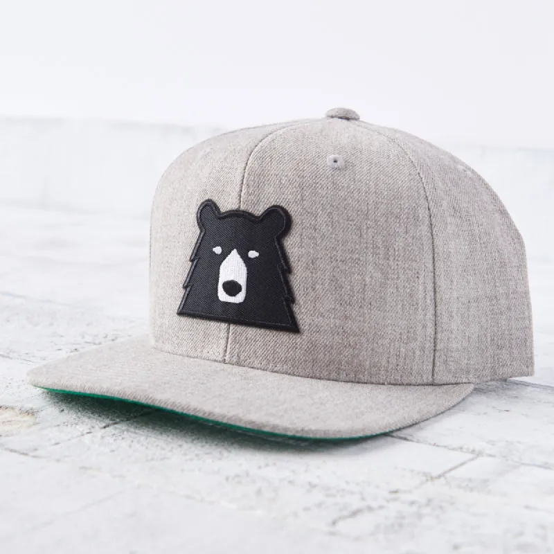 Snapback - Heather Grey with Black Bear sold by North Standard Trading Post