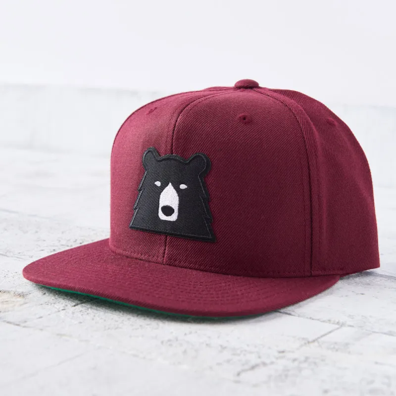 Snapback - Maroon with Black Bear sold by North Standard Trading Post