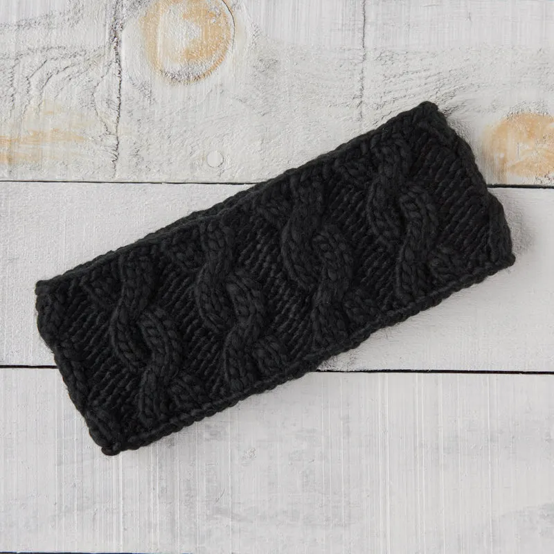 Chunky Cable Knit Headband - Black sold by North Standard Trading Post