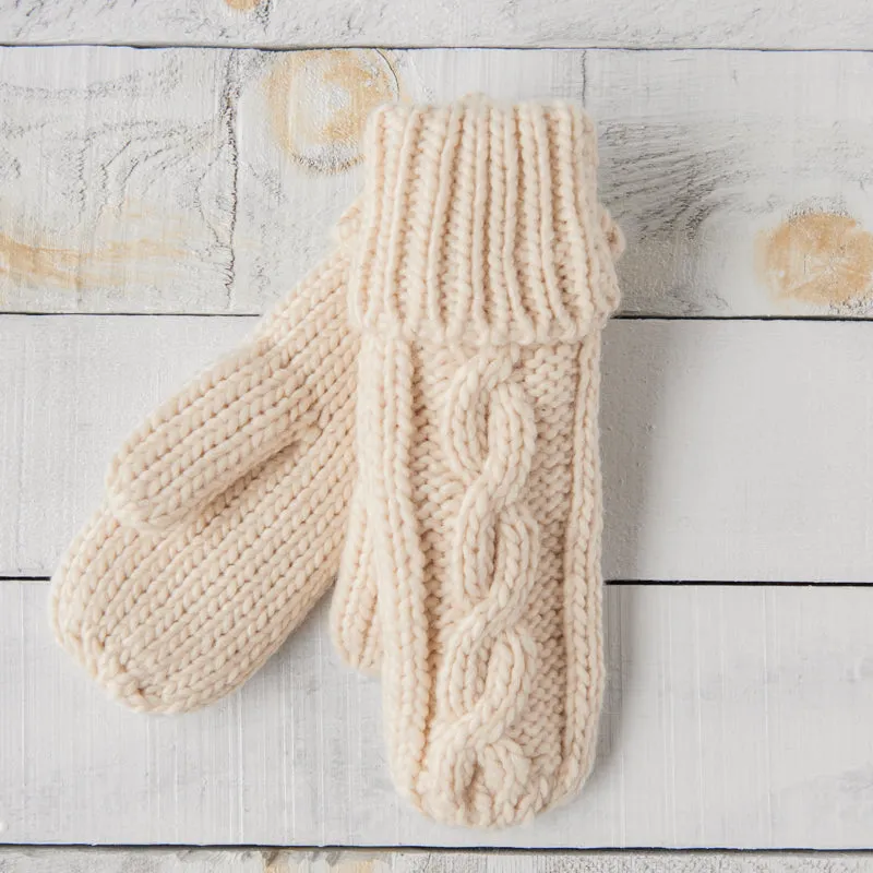 Chunky Cable Knit Mittens - Cream sold by North Standard Trading Post
