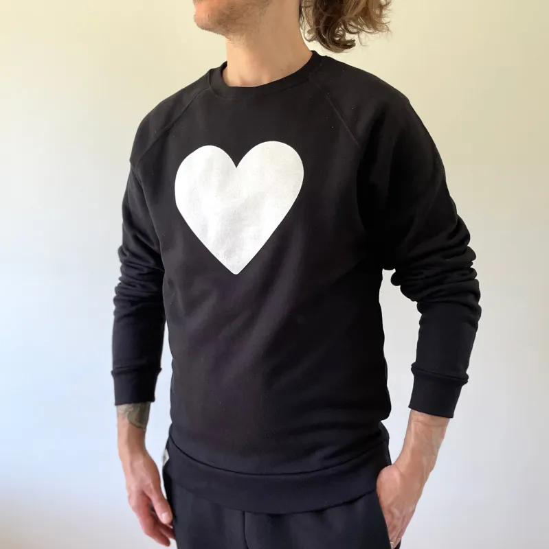 Heart Crew Sweatshirt - Black with White sold by North Standard Trading Post
