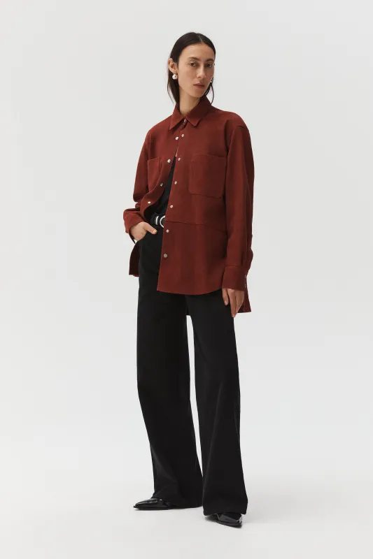 Suede Deren Blouse in Maroon made by Beaufille