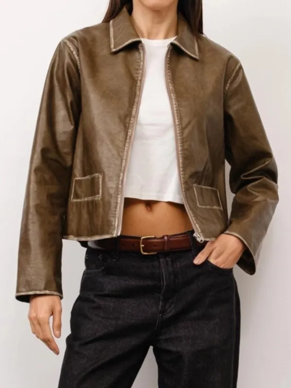 Kai Collared Leather Jacket sold by CoutuKitsch