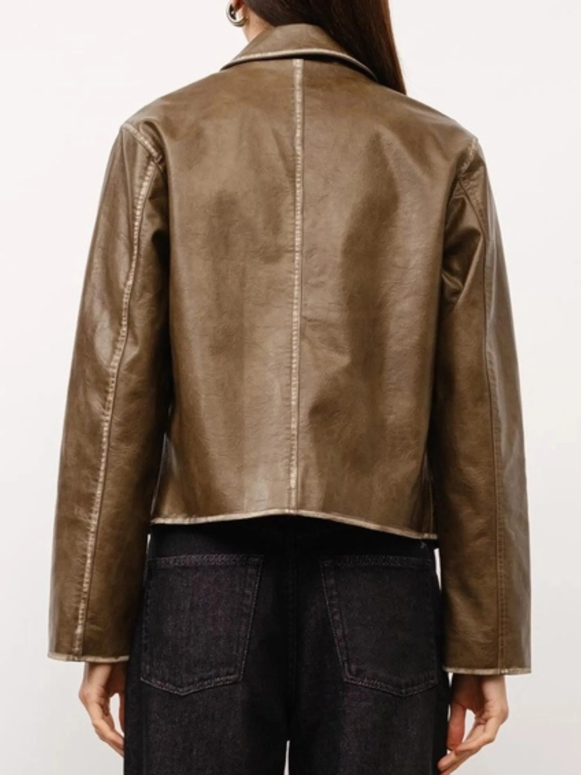Kai Collared Leather Jacket sold by CoutuKitsch product image thumbnail 3
