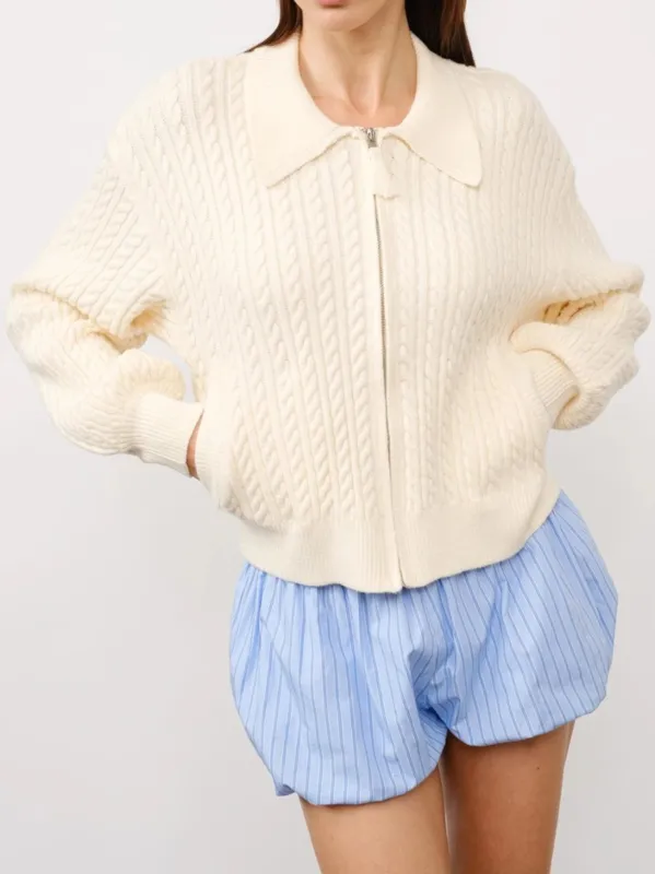 Joelle Cable Knit Zip Up Sweater sold by CoutuKitsch
