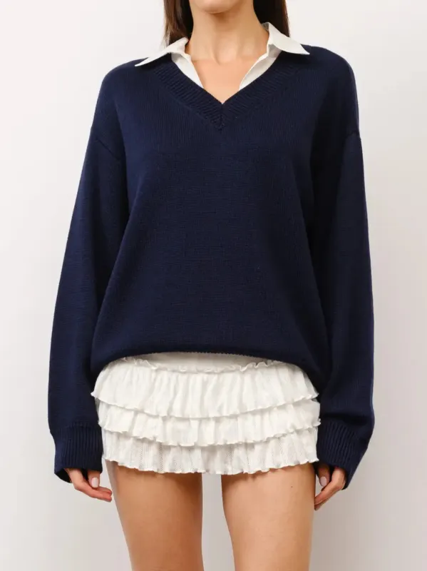 Cove Collared Oversized Sweater | Navy sold by CoutuKitsch