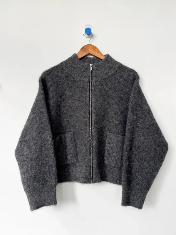 Alpaca Zip Front Jacket | Charcoal sold by CoutuKitsch