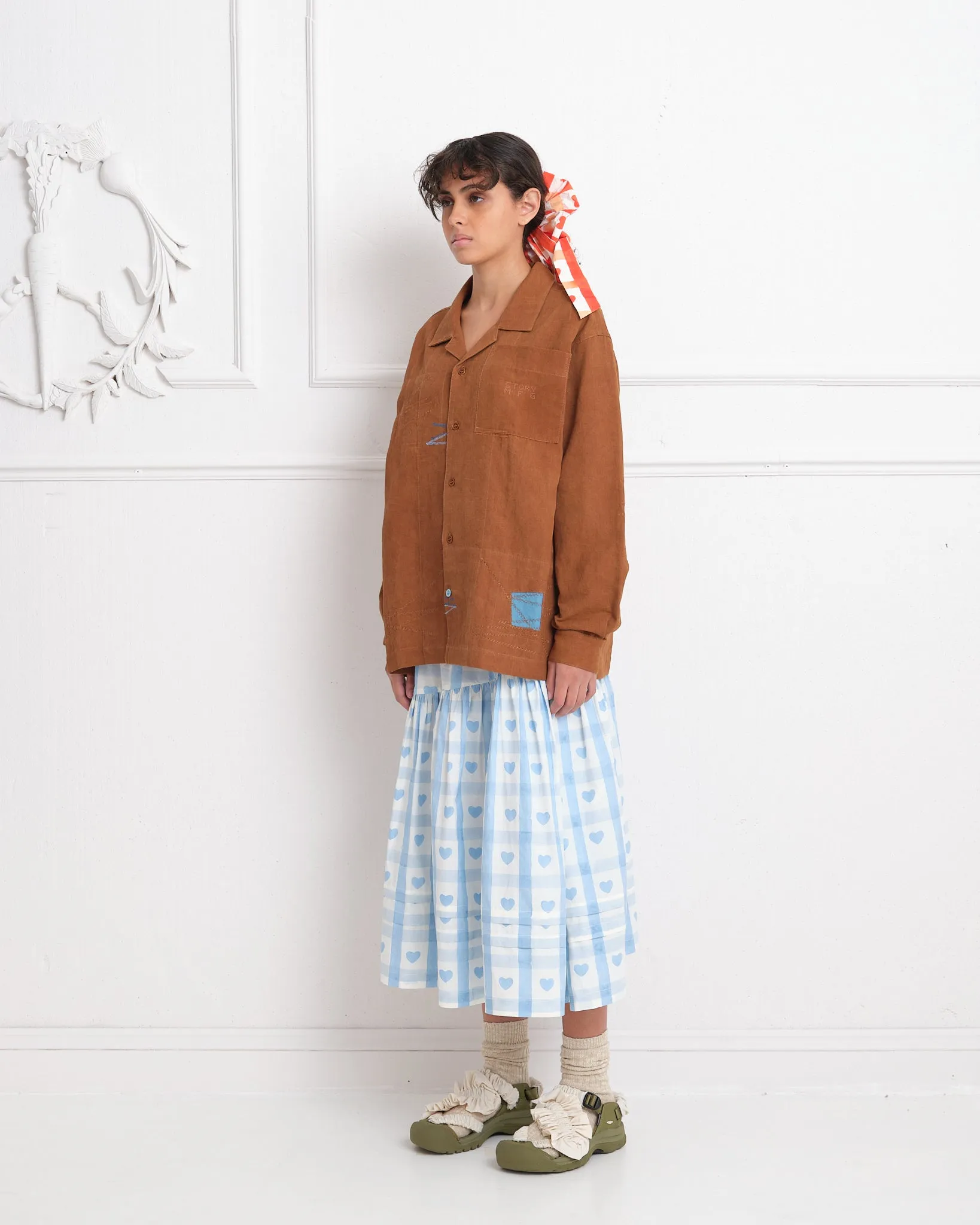 Greetings Shirt LS - Brown Zigzag sold by Story Mfg. product image thumbnail 2