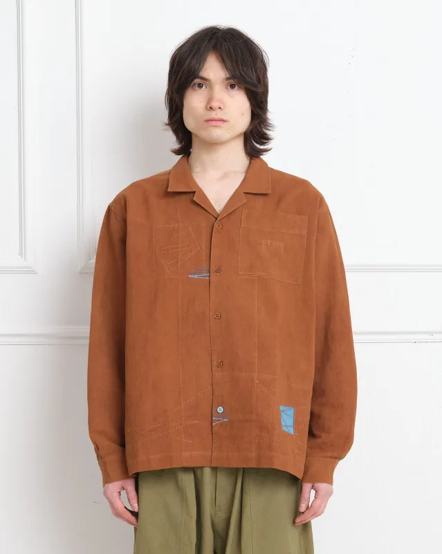 Greetings Shirt LS - Brown Zigzag sold by Story Mfg.