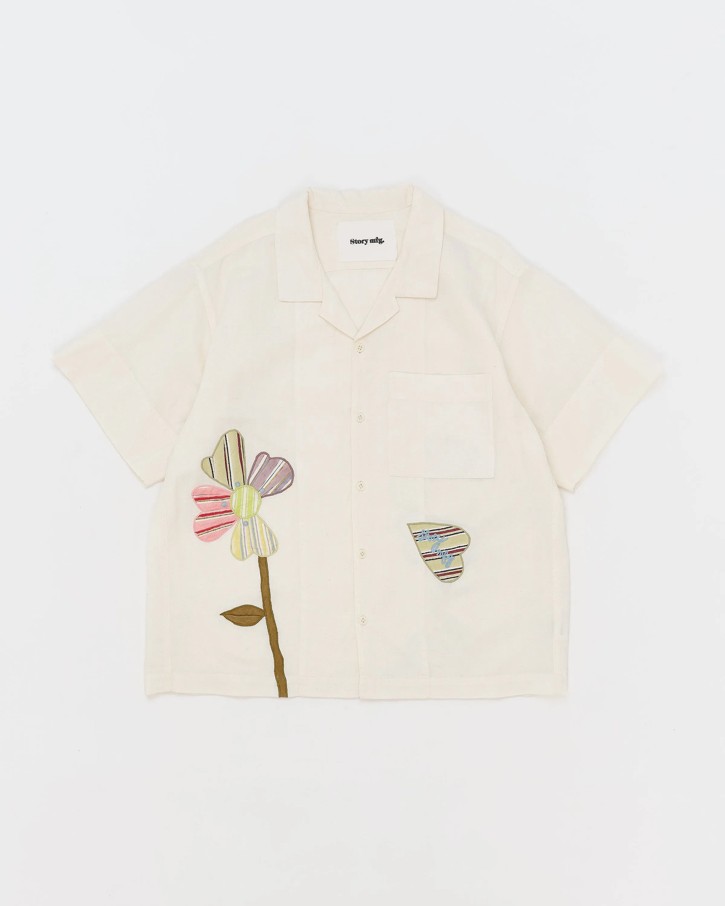 Greetings Shirt SS - Ecru Pansy sold by Story Mfg.