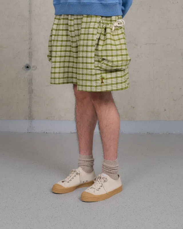 Salt Shorts - Moss Check Handloom sold by Story Mfg.
