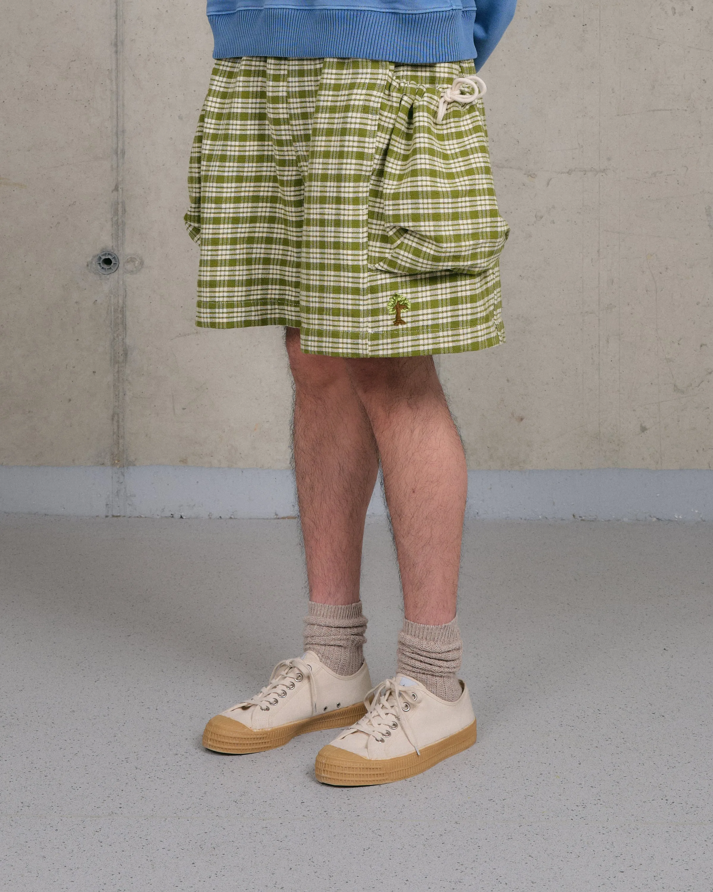 Salt Shorts - Moss Check Handloom sold by Story Mfg.