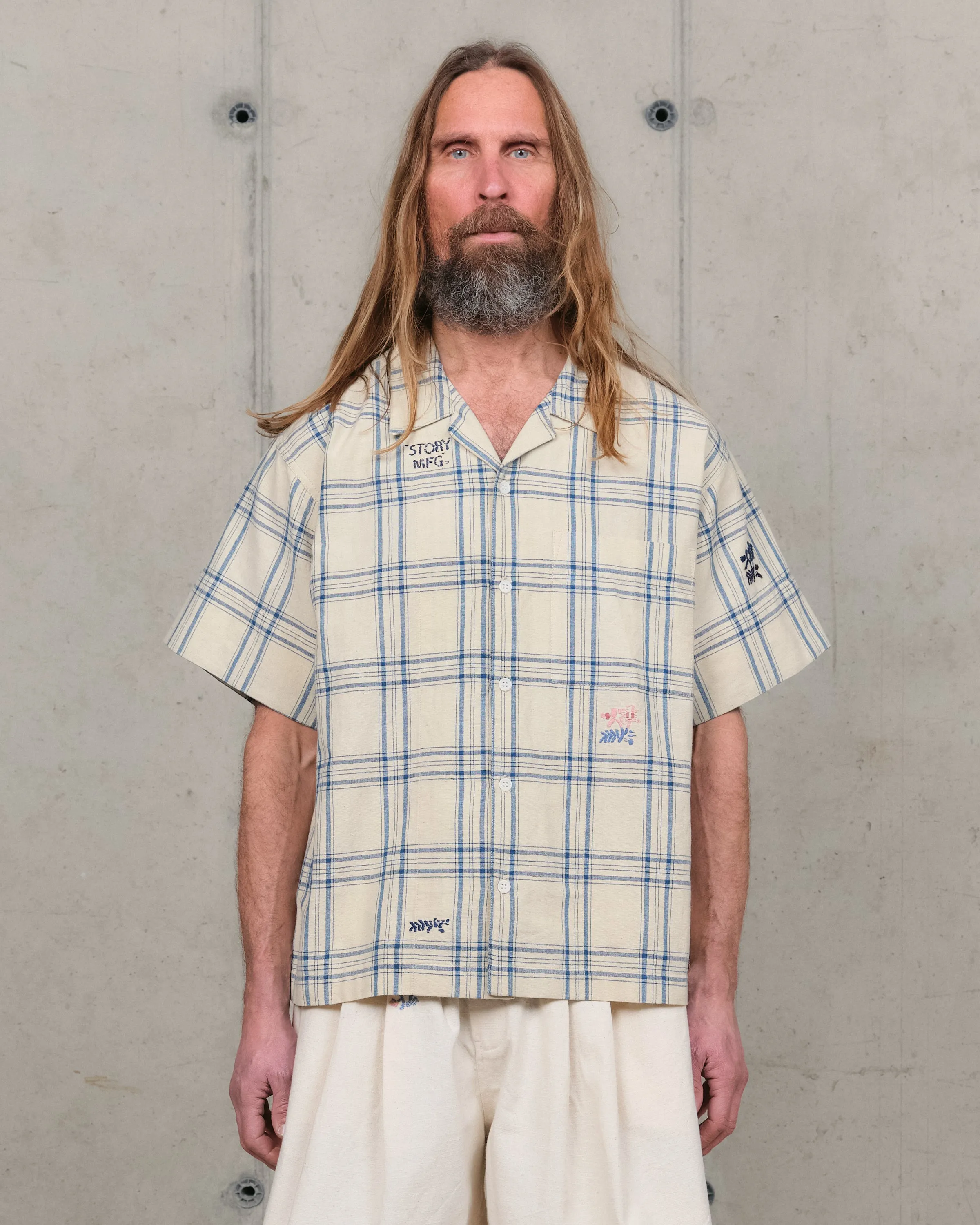 Greetings Shirt SS - French Gingham Interrupted sold by Story Mfg.