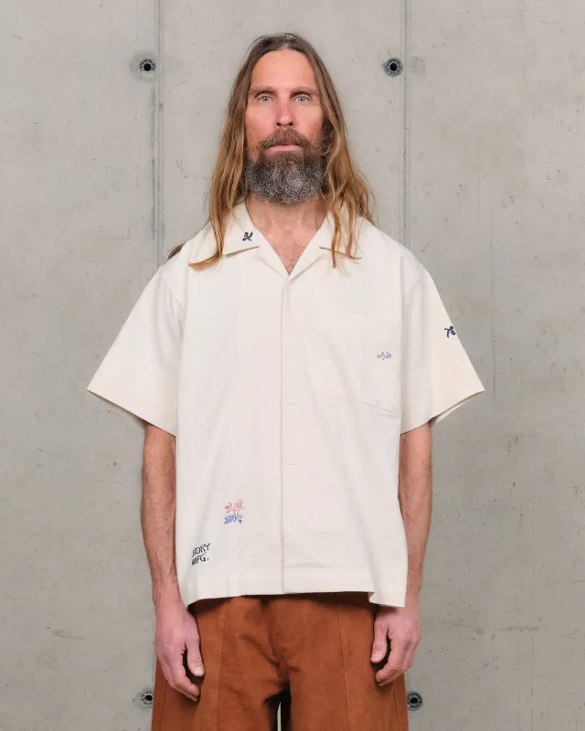 Greetings Shirt SS - Ecru Interrupted sold by Story Mfg.