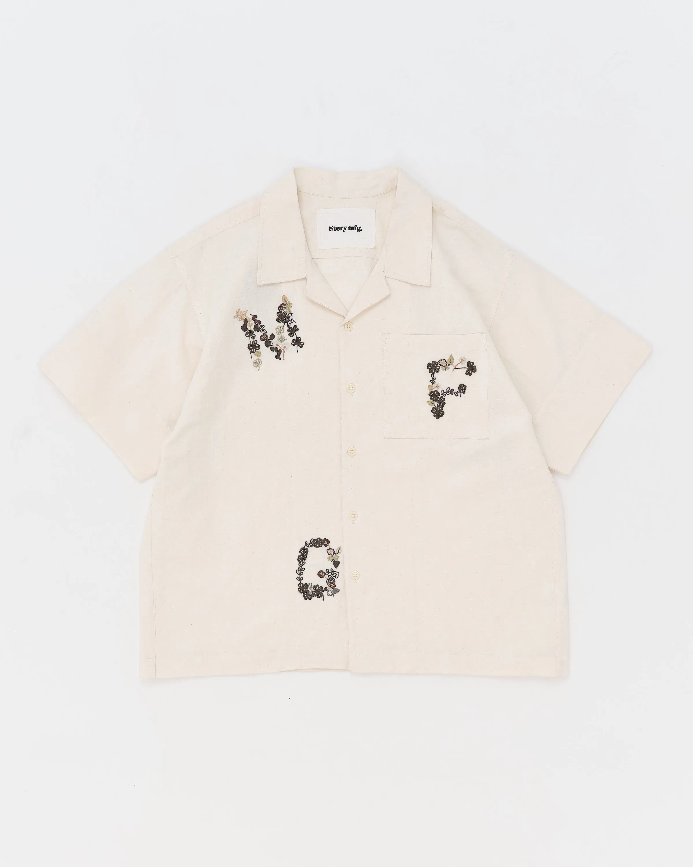 Greetings Shirt SS - Ecru Clover Embroidery sold by Story Mfg. product image thumbnail 2