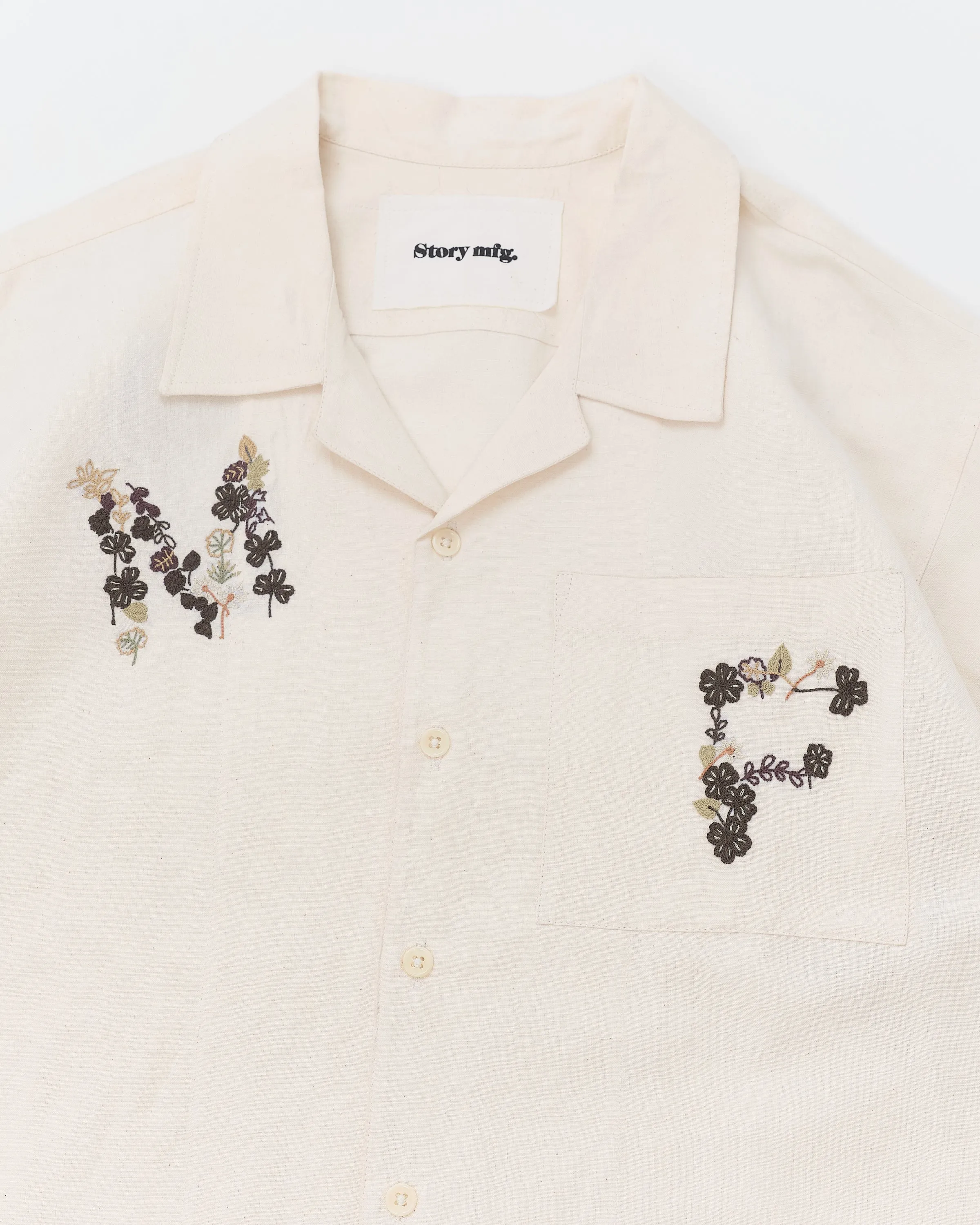 Greetings Shirt SS - Ecru Clover Embroidery sold by Story Mfg. product image thumbnail 4