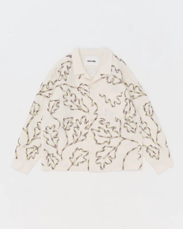 Greetings Shirt LS - Sage Leaf Ribbon sold by Story Mfg.