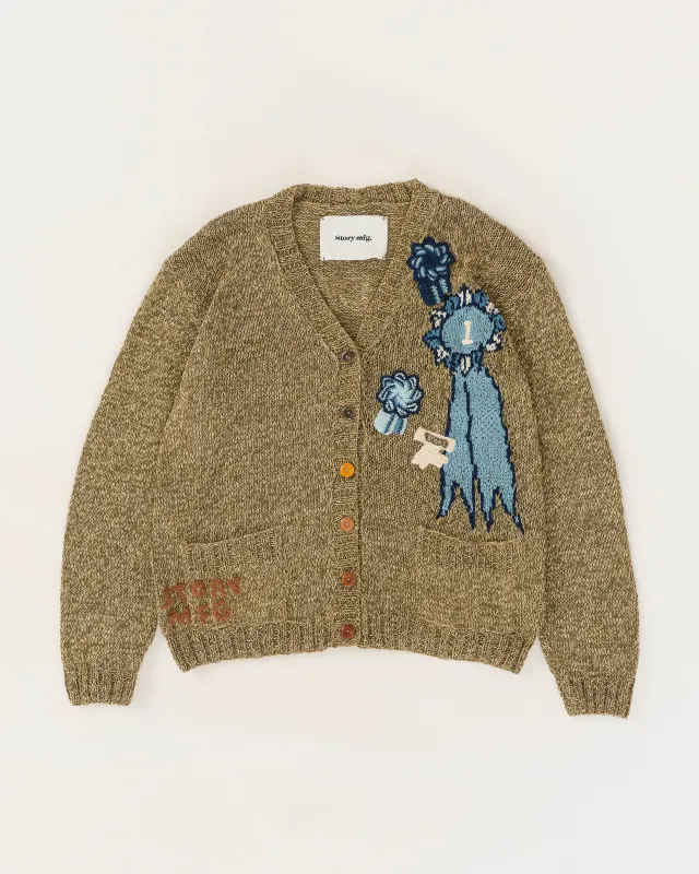 Twinsun Cardigan - Olive Rosette sold by Story Mfg.