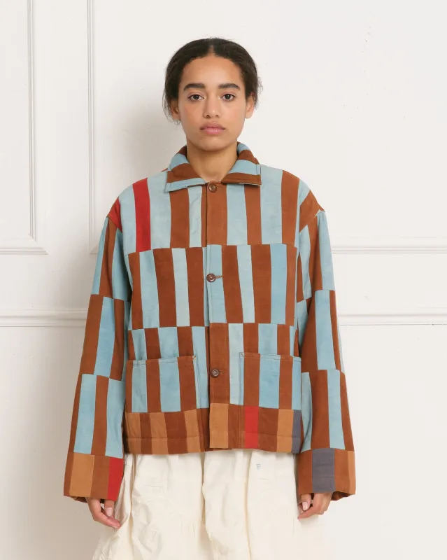 Short on Time Jacket - Indigo Stripe Patchwork sold by Story Mfg.