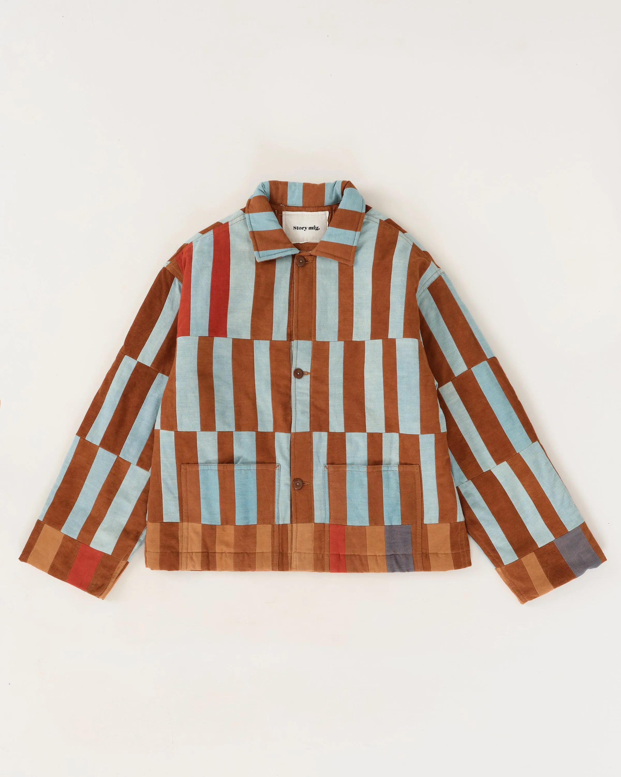 Short on Time Jacket - Indigo Stripe Patchwork sold by Story Mfg. product image thumbnail 2