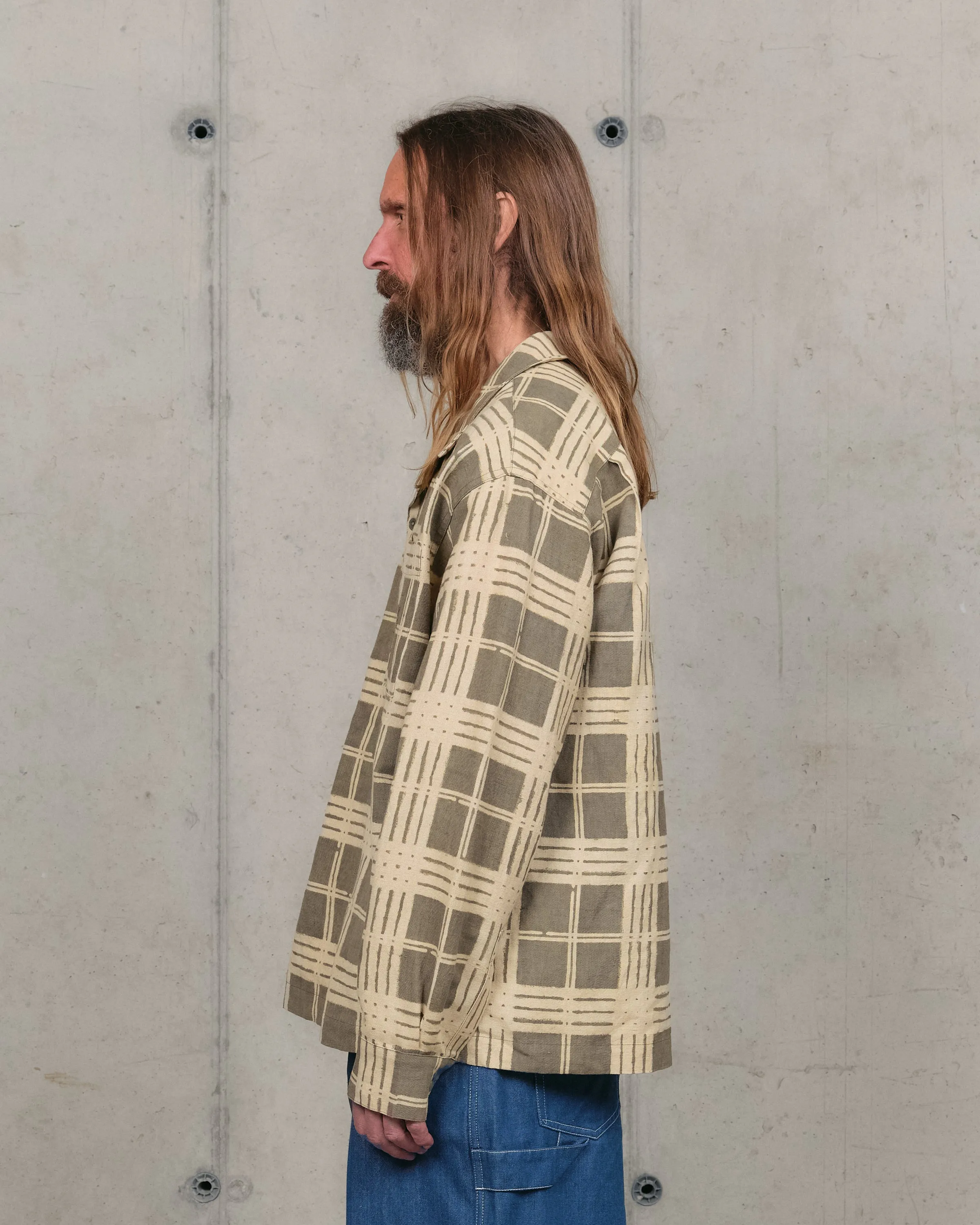 Greetings Shirt LS - Olive Resist Check sold by Story Mfg. product image thumbnail 5
