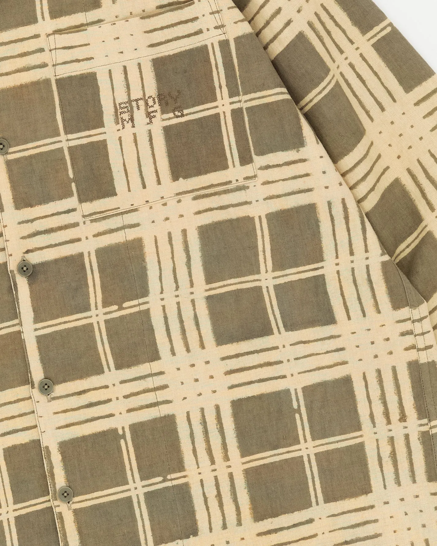 Greetings Shirt LS - Olive Resist Check sold by Story Mfg. product image thumbnail 4