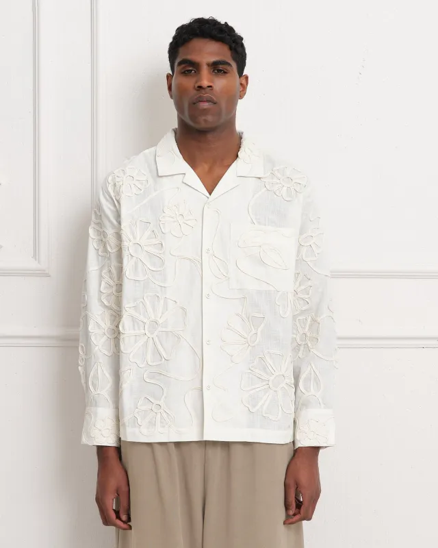 Greetings Shirt LS - Ecru Ribbon sold by Story Mfg.