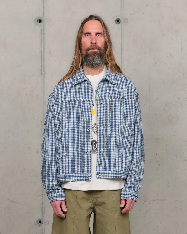 Sundae Jacket - Indigo Check Handloom made by Story Mfg.
