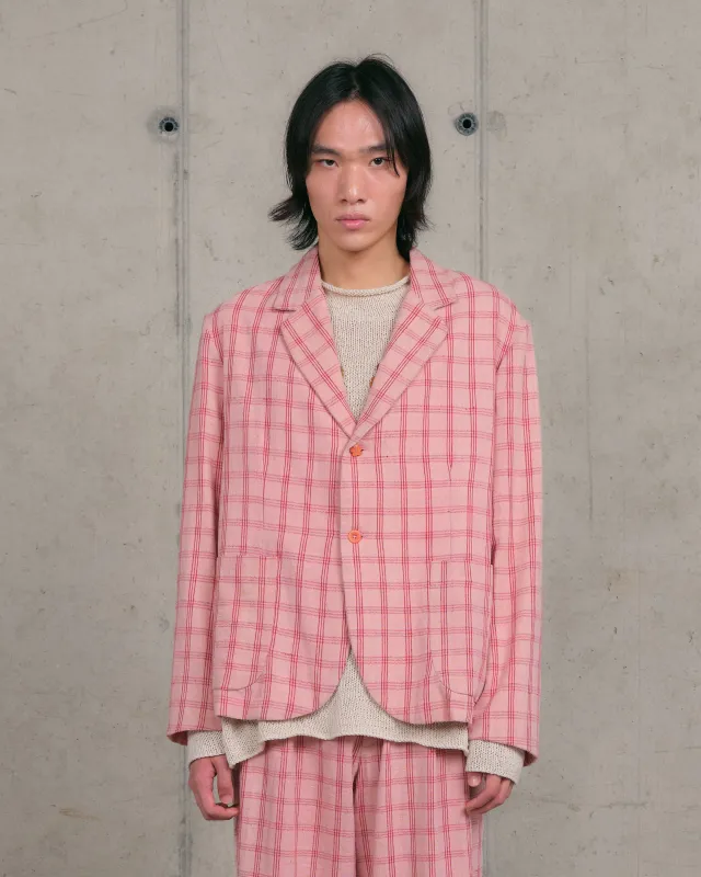 Shale Jacket - Pink Check Handloom made by Story Mfg.