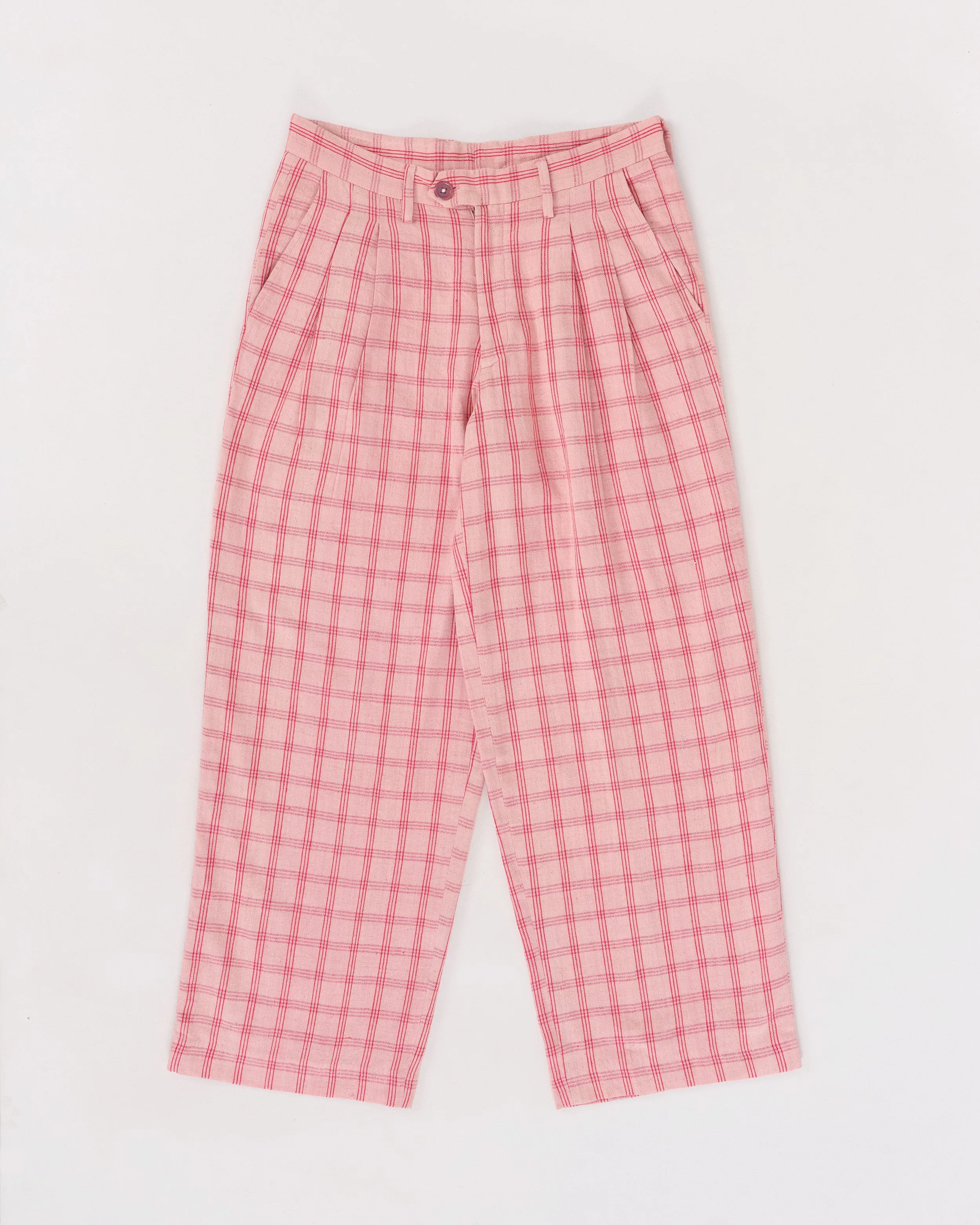 Fenn Trousers - Pink Check Handloom sold by Story Mfg. product image thumbnail 3