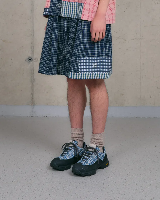 Bridge Shorts - Indigo Picnic Handloom sold by Story Mfg.