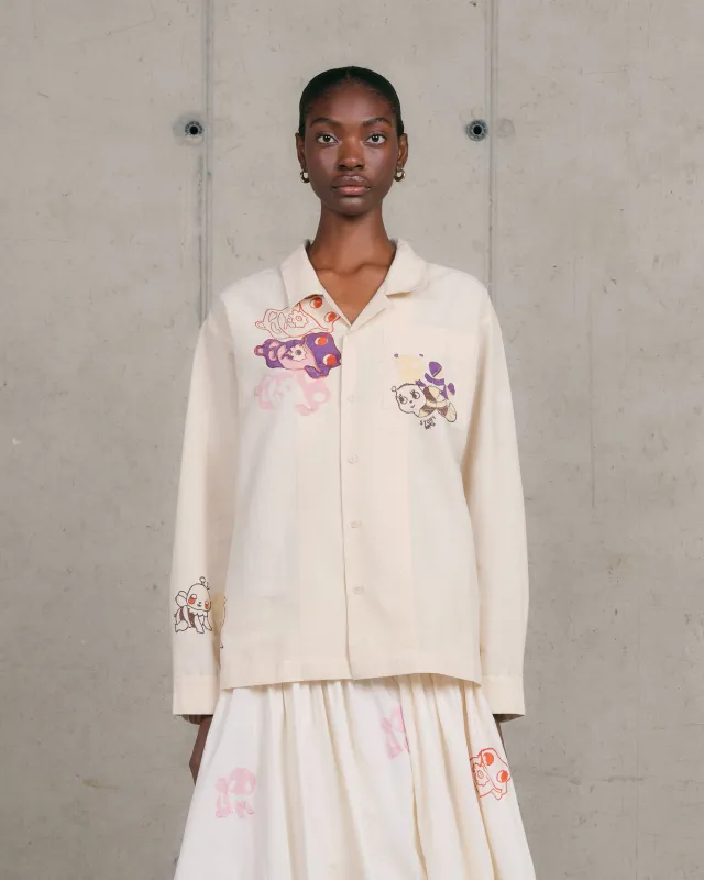 Greetings Shirt LS - Ecru Earth Trip sold by Story Mfg.