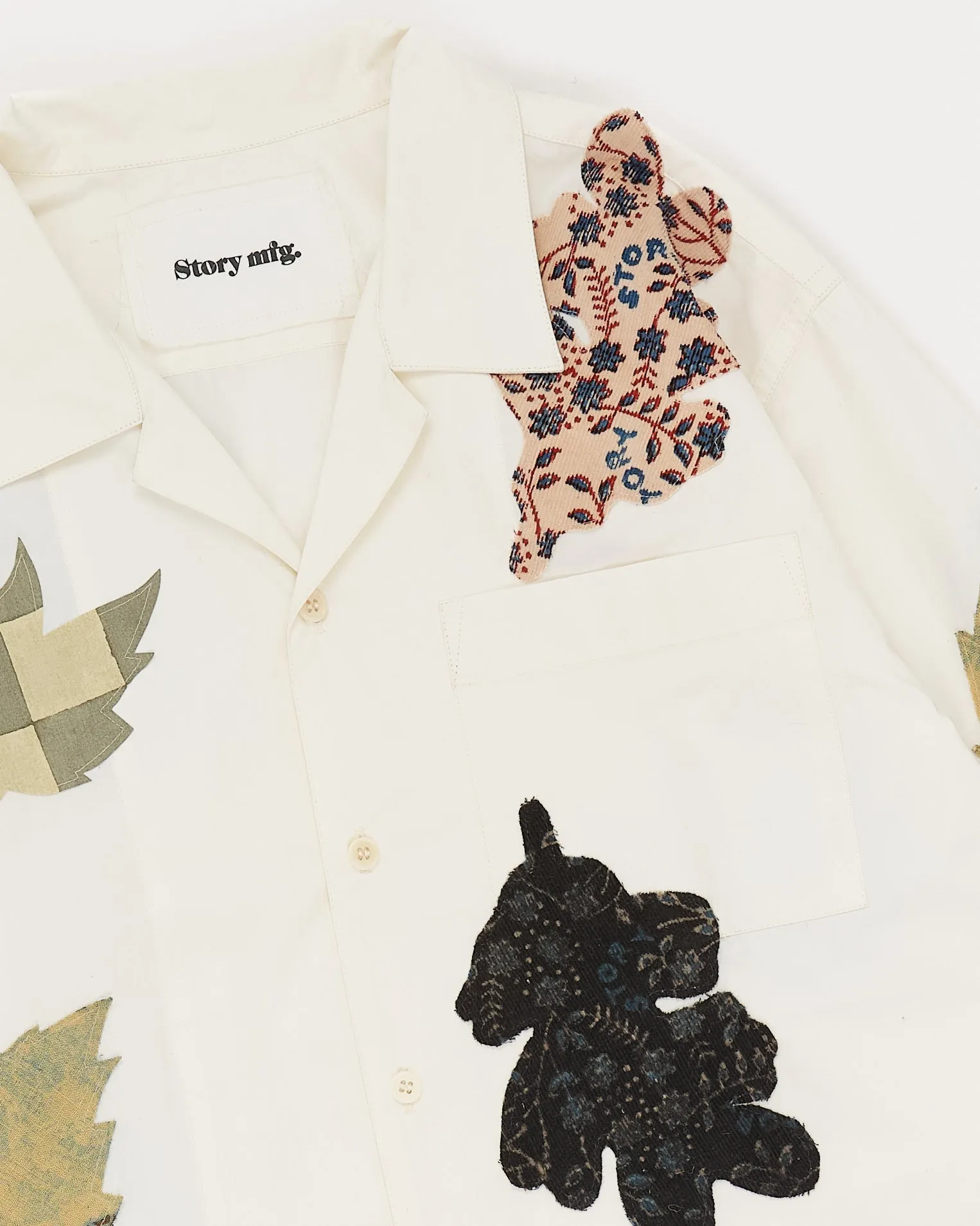 Greetings Shirt LS - Ecru Leaf Scatter sold by Story Mfg. product image thumbnail 3