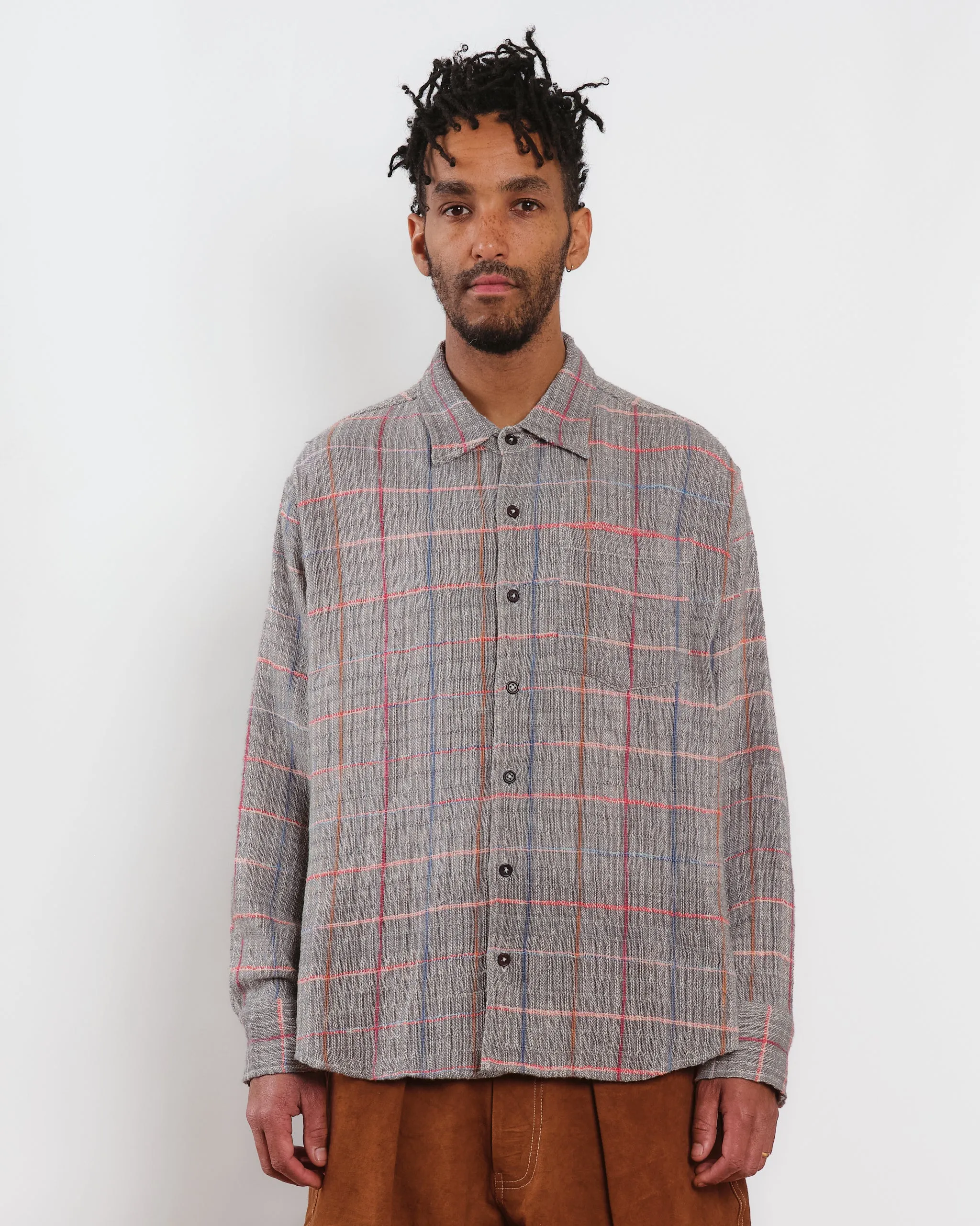 Plane Shirt - Grey Check Handloom sold by Story Mfg.