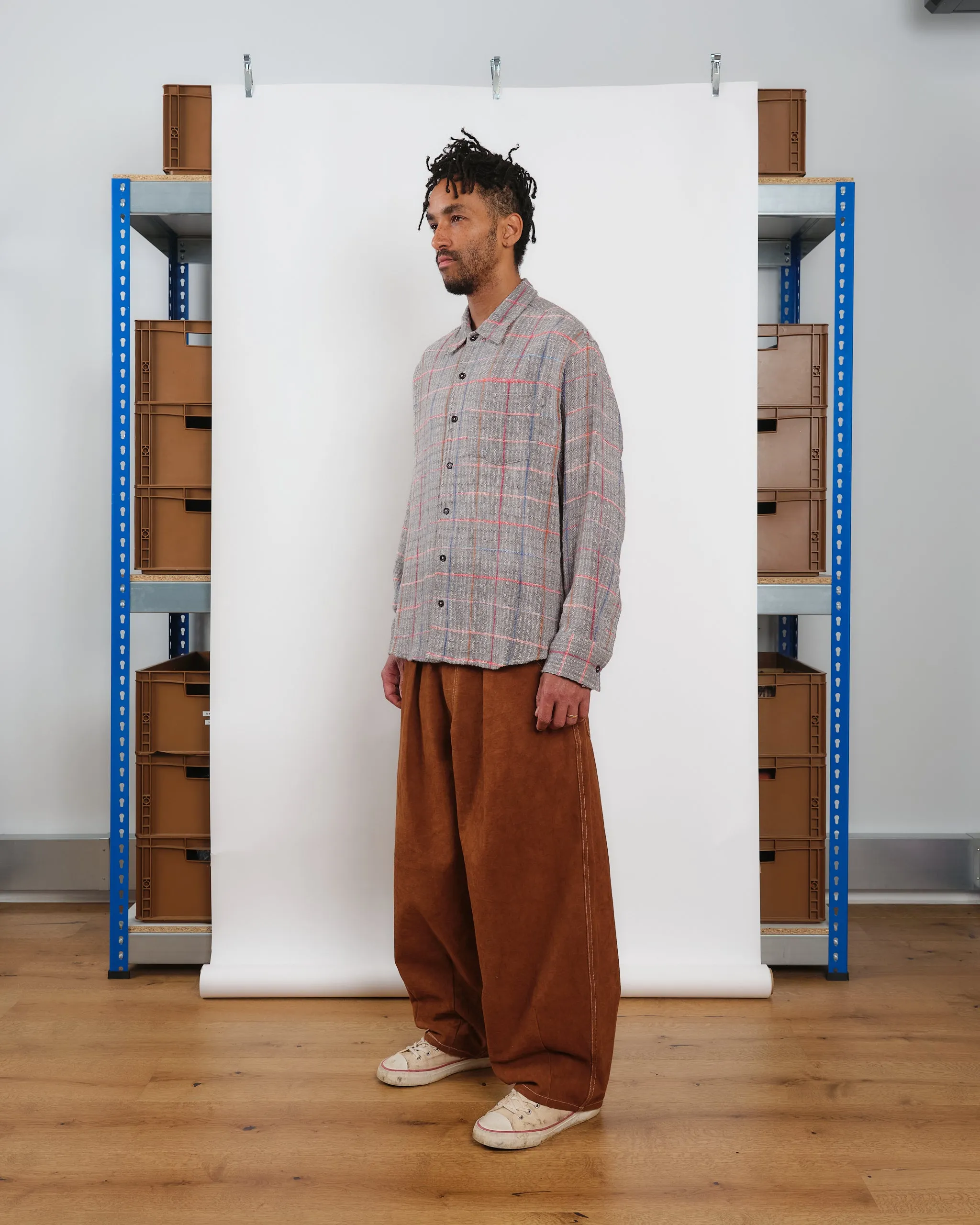 Plane Shirt - Grey Check Handloom sold by Story Mfg. product image thumbnail 4