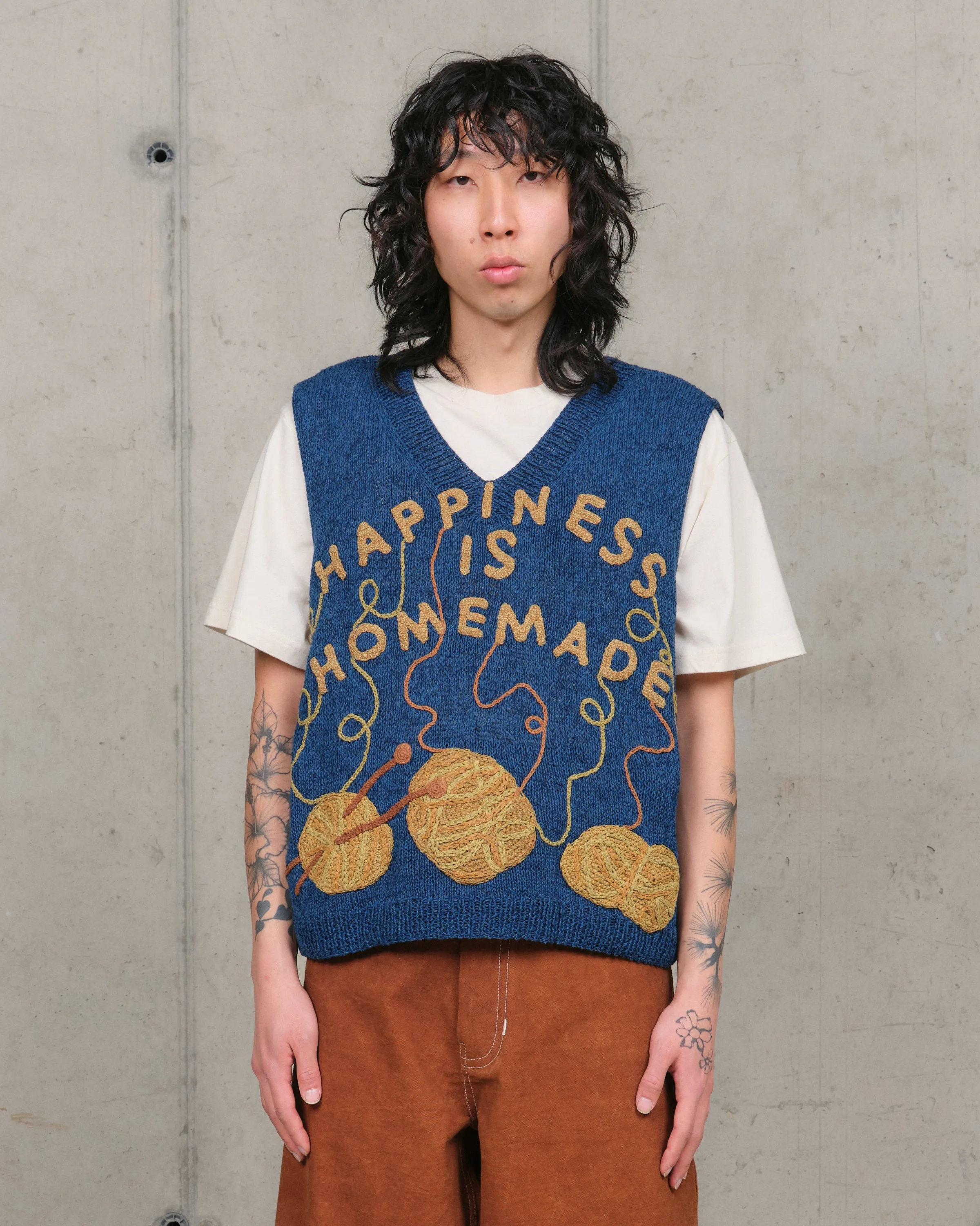 Party Knit Vest - Indigo Homemade sold by Story Mfg.