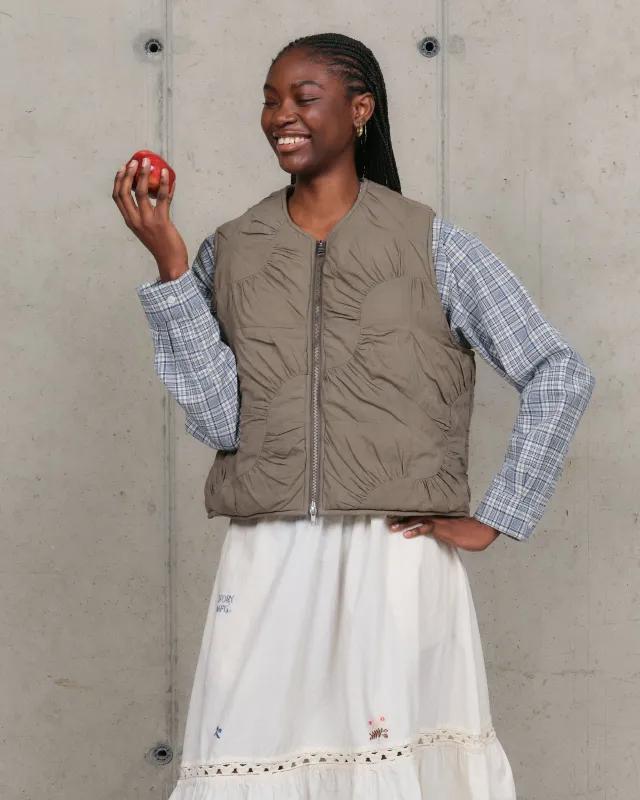 Pluto Vest - Khaki Wandering Patchwork sold by Story Mfg.