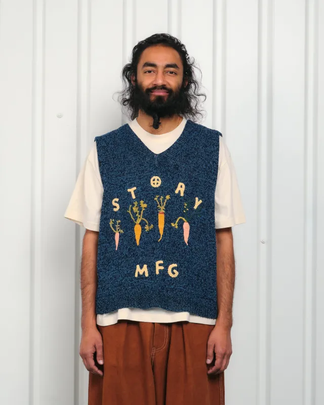 Party Knit Vest - Indigo Carrots made by Story Mfg.