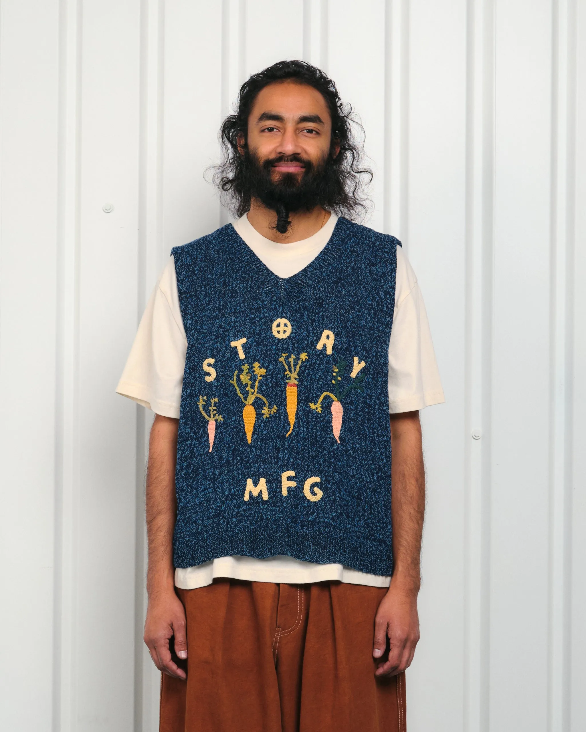Party Knit Vest - Indigo Carrots sold by Story Mfg.
