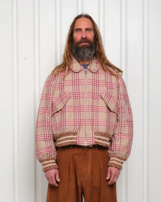 Grain Bomber Jacket - Flora Check Handloom made by Story Mfg.