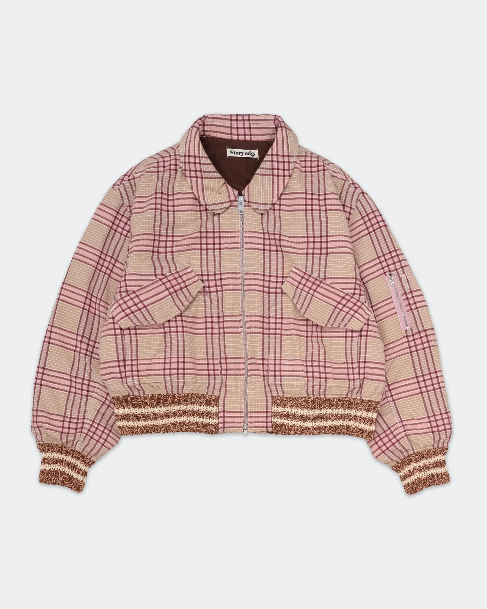 Grain Bomber Jacket - Flora Check Handloom sold by Story Mfg. product image thumbnail 3