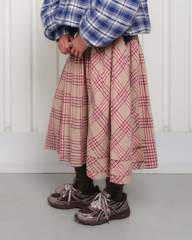 Juniper Skirt - Flora Check Handloom made by Story Mfg.