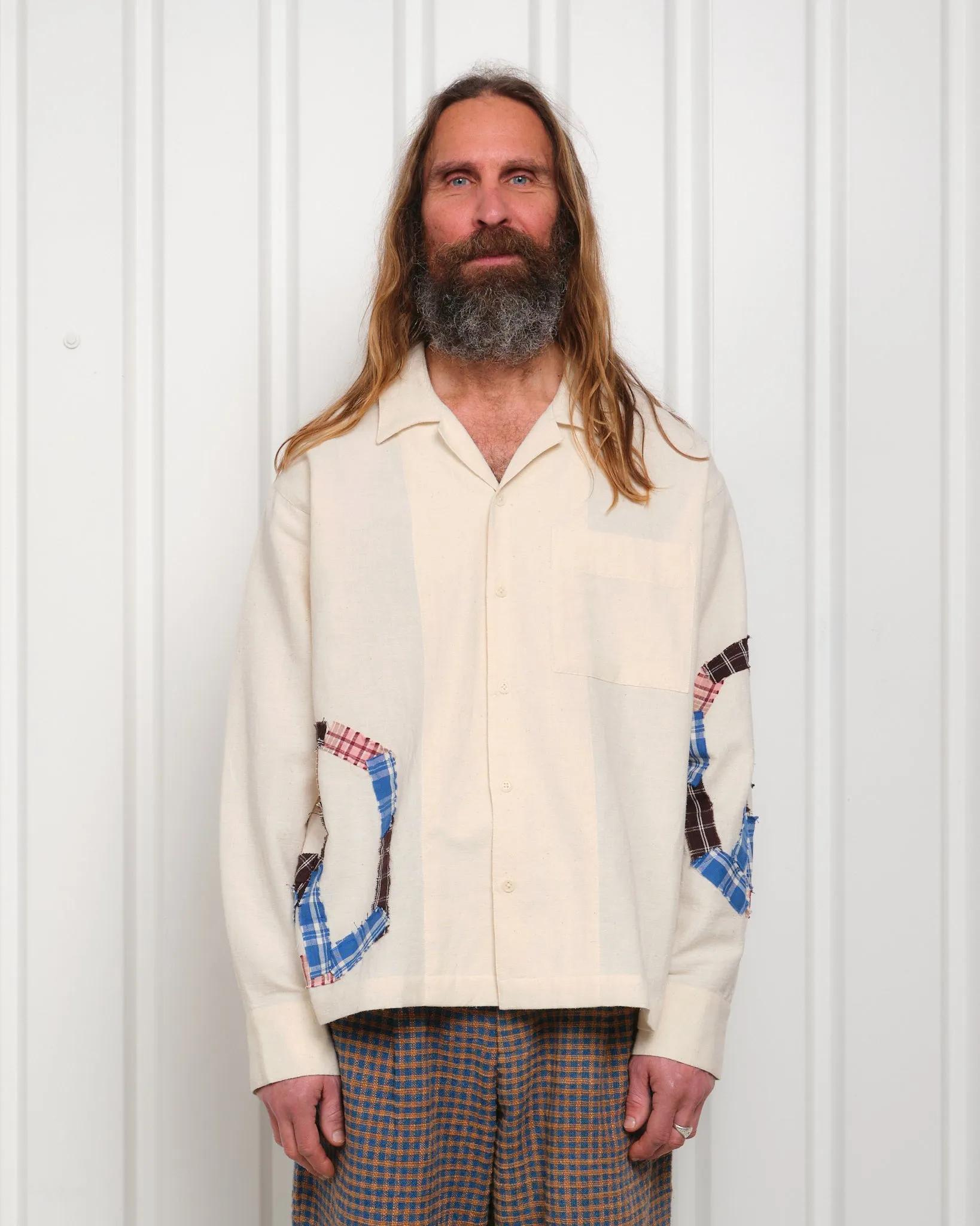 Greetings Shirt LS - Peace Patchwork sold by Story Mfg.